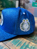 BONÉ MST CARNAVAL 2026 - AZUL COM GLITTER, LOGO MST E ACADÊMICOS DO TATUAPÉ