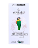 Chocolate WARABU Orgânico 61% Cacau Meio Amargo Açaí Liofilizado Comunidade Urucará AM