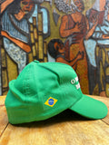 BONÉ “O BRASIL É DOS BRASILEIROS” VERDE - frase em alto relevo e bandeira do Brasil em silk na lateral