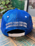 BONÉ MST CARNAVAL 2026 - AZUL COM GLITTER, LOGO MST E ACADÊMICOS DO TATUAPÉ