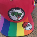 Boné vermelho aba reta LGBT BORDADO MODELO ARCO IRIS