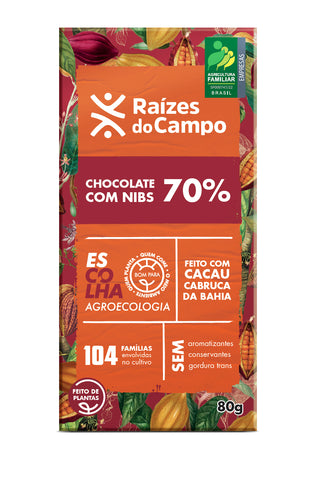Chocolate Especial Raízes do Campo, 70%  Cacau  80g