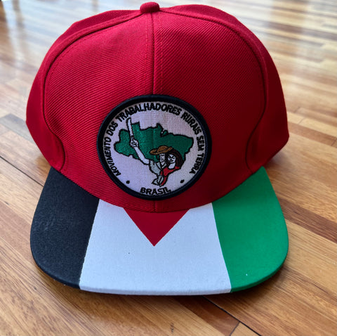 BONÉ VERMELHO PALESTINA LIVRE MST BORDADO ABA RETA