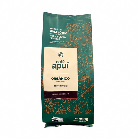 CAFÉ APUÍ TORRADO EM GRÃOS ORGÂNICO AGROFLORESTAL 250g