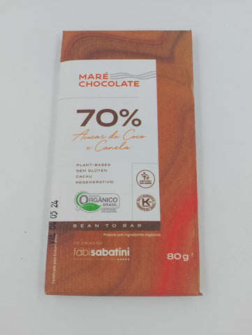 MARE CHOCOLATE ORGANICO 65% COM  BANANA  E CANELA 80G