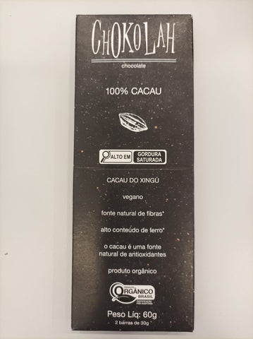 CHOCOLATE 100% CACAU ORGÂNICO CHOKOLAH 60G