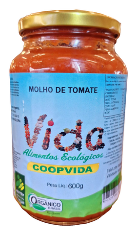 Molho de tomate - 600g Alimento Ecológico. COOPVIDA