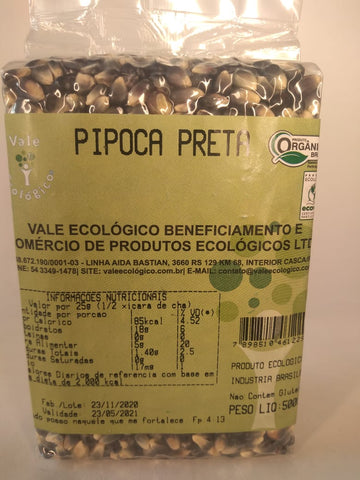 PIPOCA PRETA ORGÂNICA VALE ECOLÓGICO 500G