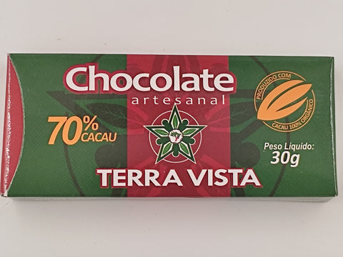 CHOCOLATE ARTESANAL TERRA VISTA ORGÂNICO 70% CACAU 30g